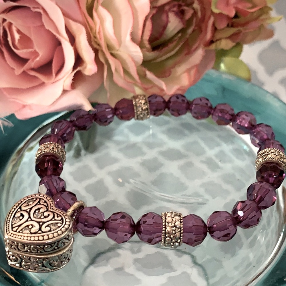NEW Heart Locket Beaded Bracelet